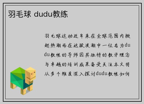 羽毛球 dudu教练